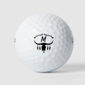 Bull Skull mit Black Feathers Silhouette Golfball (Vorderseite)