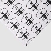 Bull Skull mit Black Feathers Silhouette Seidenpapier (Ausschnitt)