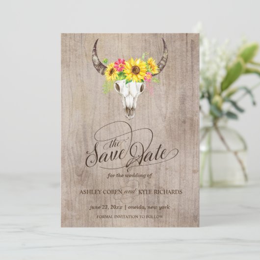 Bull Skull Save the Date (Stehend Vorderseite)