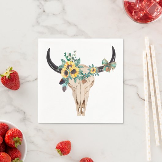 Bull Skull Sonnenblumen Serviette (Beispiel)