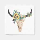 Bull Skull Sonnenblumen Serviette (Vorderseite)