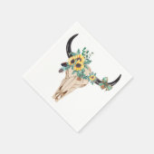 Bull Skull Sonnenblumen Serviette (Ecke)