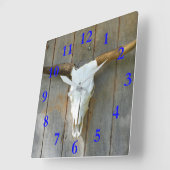 Bull Skull Square Wall Clock Quadratische Wanduhr (Winkel)