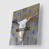 Bull Skull Square Wall Clock Quadratische Wanduhr (Winkel)
