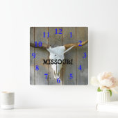 Bull Skull Square Wall Clock Quadratische Wanduhr (Zuhause)