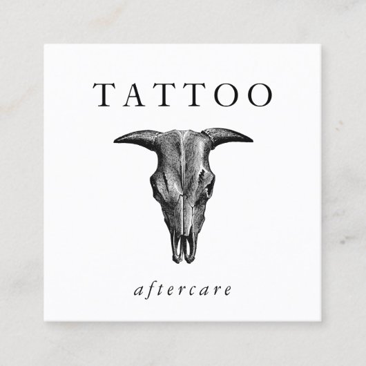 Bull Skull Tattoo Aftercare Instructions QR Code Quadratische Visitenkarte (Vorderseite)