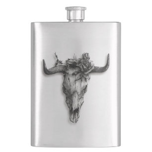 Bull Skull und Rose Emerico Art Classic Flachmann
