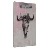 Bull Skull und Rose Rustikal rosa grau Klemmbrett (Rechts)
