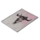 Bull Skull und Rose Rustikal rosa grau Notizblock (Linke Seite)