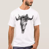 Bull Skull und Rose schwarz und weiß T-Shirt (Vorderseite)