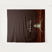 Bull Skull Wedding Western Rustikal brauner Hinter Wandteppich (Vorderseite (Horizontal))