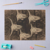 Bull Skull Western Brawn Sepia Rustikale Kunst Seidenpapier (Basteln)