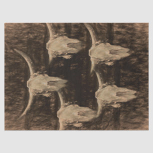 Bull Skull Western Brawn Sepia Rustikale Kunst Seidenpapier