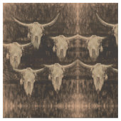 Bull Skull Western Brawn Sepia Rustikale Kunst Stoff (Nahaufnahme)