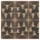 Bull Skull Western Brawn Sepia Rustikale Kunst Stoff (Muster)