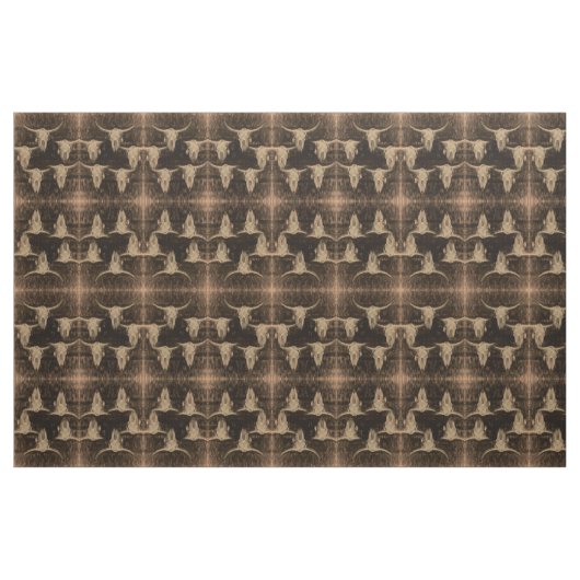Bull Skull Western Brawn Sepia Rustikale Kunst Stoff (Fat Quarter (45,7 x 55,9 cm))