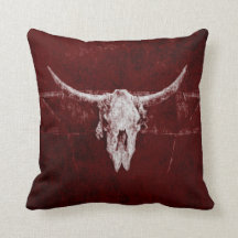 Bull Skull Western Burgund Rot Rustikal