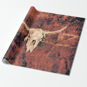 Bull Skull Western Country Braun Rustikale Kunst Geschenkpapier