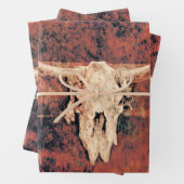 Bull Skull Western Country Braun Rustikale Kunst Geschenkpapier Set (Beispiel)