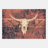 Bull Skull Western Country Braun Rustikale Kunst Geschenkpapier Set (Vorderseite)