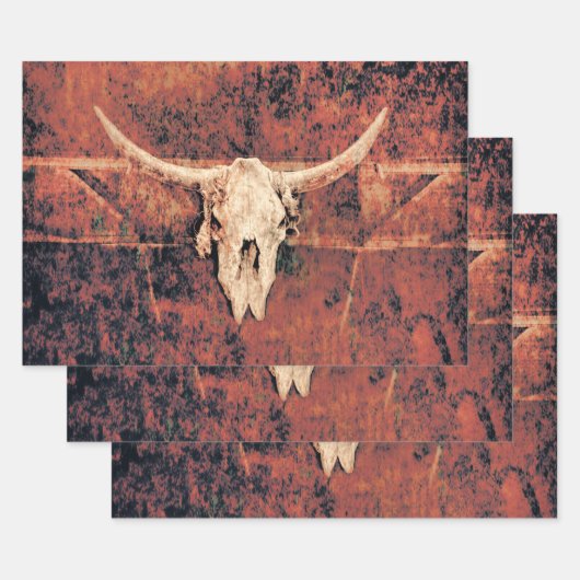 Bull Skull Western Country Braun Rustikale Kunst Geschenkpapier Set (Set)