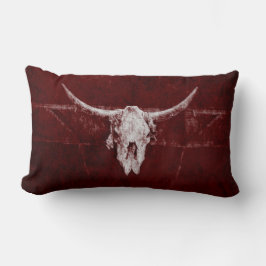 Bull Skull Western Land Burgund Rot Alte Rustikale Lendenkissen