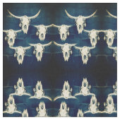Bull Skull Western Land Rustikales Indigoblau Stoff (Nahaufnahme)