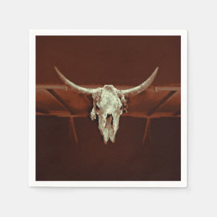 Bull Skull Wild West Brown Rustic Country Western Serviette