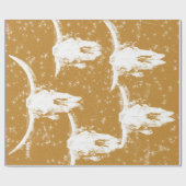 Bull Skulls Gold Weißes, elegantes Glitzer-Muster Geschenkpapier (Flach)