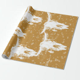 Bull Skulls Gold Weißes, elegantes Glitzer-Muster Geschenkpapier