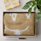 Bull Skulls Gold Weißes, elegantes Glitzer-Muster Seidenpapier (Geschenk)