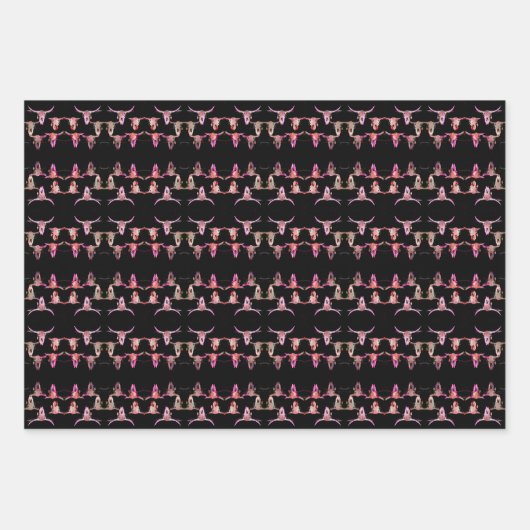 Bull Skulls Western Rosa Braun Rustikal Geschenkpapier Set (Vorderseite 3)