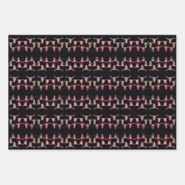 Bull Skulls Western Rosa Braun Rustikal Geschenkpapier Set