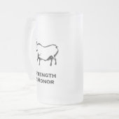 Bull Stärke und Ehrenschwarz Mattglas Bierglas (Vorderseite Links)