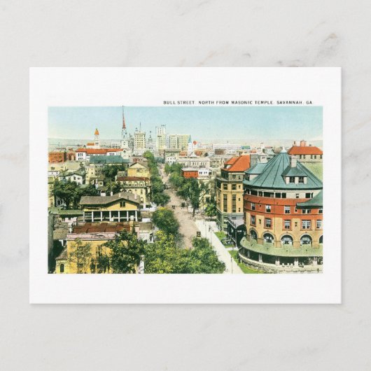 Bull Street, Savannah, Georgia Postkarte (Vorderseite)