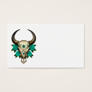 Bull Sugar Skull mit Aquamarinen blauen Rose