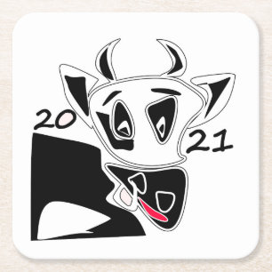 Bull-Symbol Neujahr 2021 Chinesischer Kalender sch Rechteckiger Pappuntersetzer