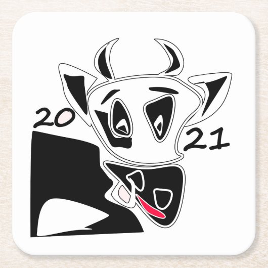 Bull-Symbol Neujahr 2021 Chinesischer Kalender sch Rechteckiger Pappuntersetzer (Vorderseite)