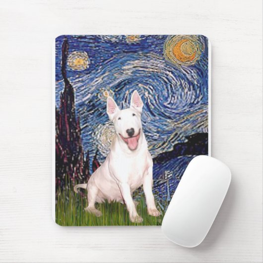 Bull Terrier 4 - Starry Night (Vert) Mousepad (Mit Mouse)