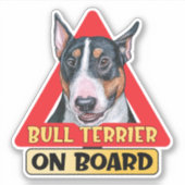 Bull Terrier an Bord Englisch Hund Red Traffic Sig Aufkleber (Vorderseite)