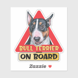 Bull Terrier an Bord Englisch Hund Red Traffic Sig Aufkleber