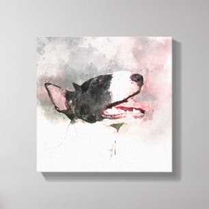 Bull Terrier Aquarellbild Leinwand drucken