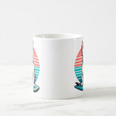 Bull Terrier auf einem Surfbrett 80er Retro Stil Kaffeetasse (Mittel)