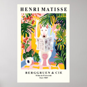 Bull Terrier auf Toilette Kunst - Matisse Stil Poster