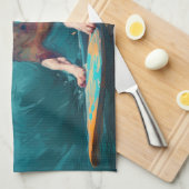 Bull Terrier Beach Surfanstrich Geschirrtuch (Viertel Falte)