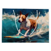 Bull Terrier Beach Surfanstrich Große Geschenktüte (Rückseite)