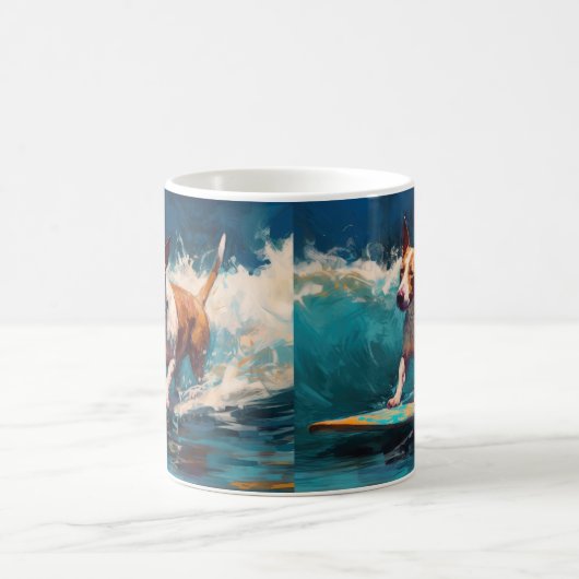 Bull Terrier Beach Surfanstrich Kaffeetasse (Mittel)