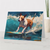 Bull Terrier Beach Surfanstrich Karte (Vorderseite)