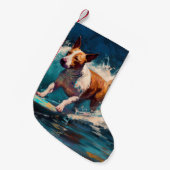 Bull Terrier Beach Surfanstrich Kleiner Weihnachtsstrumpf (Vorderansicht (hängend))