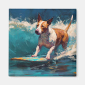 Bull Terrier Beach Surfanstrich Magnet (Vorne)